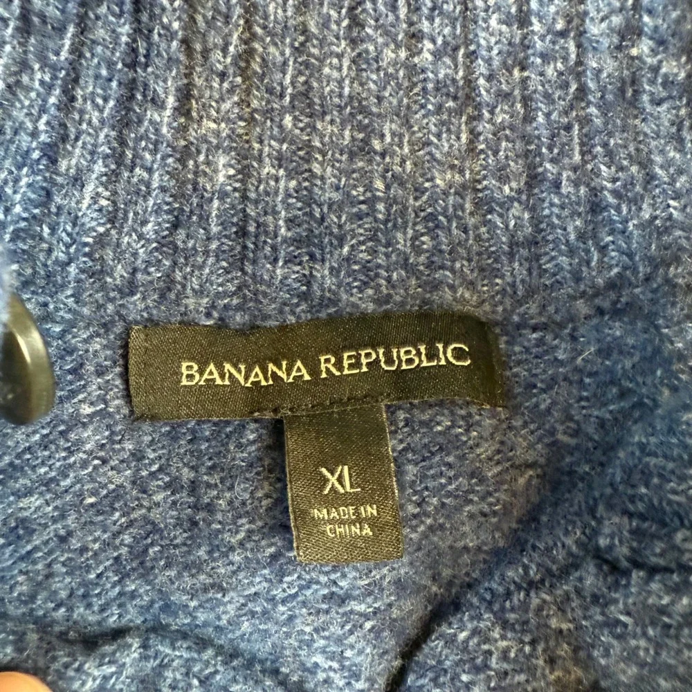 Banana Republic XL Merino Wool Blend Quarter Button‎ Mock Neck Sweater Men's